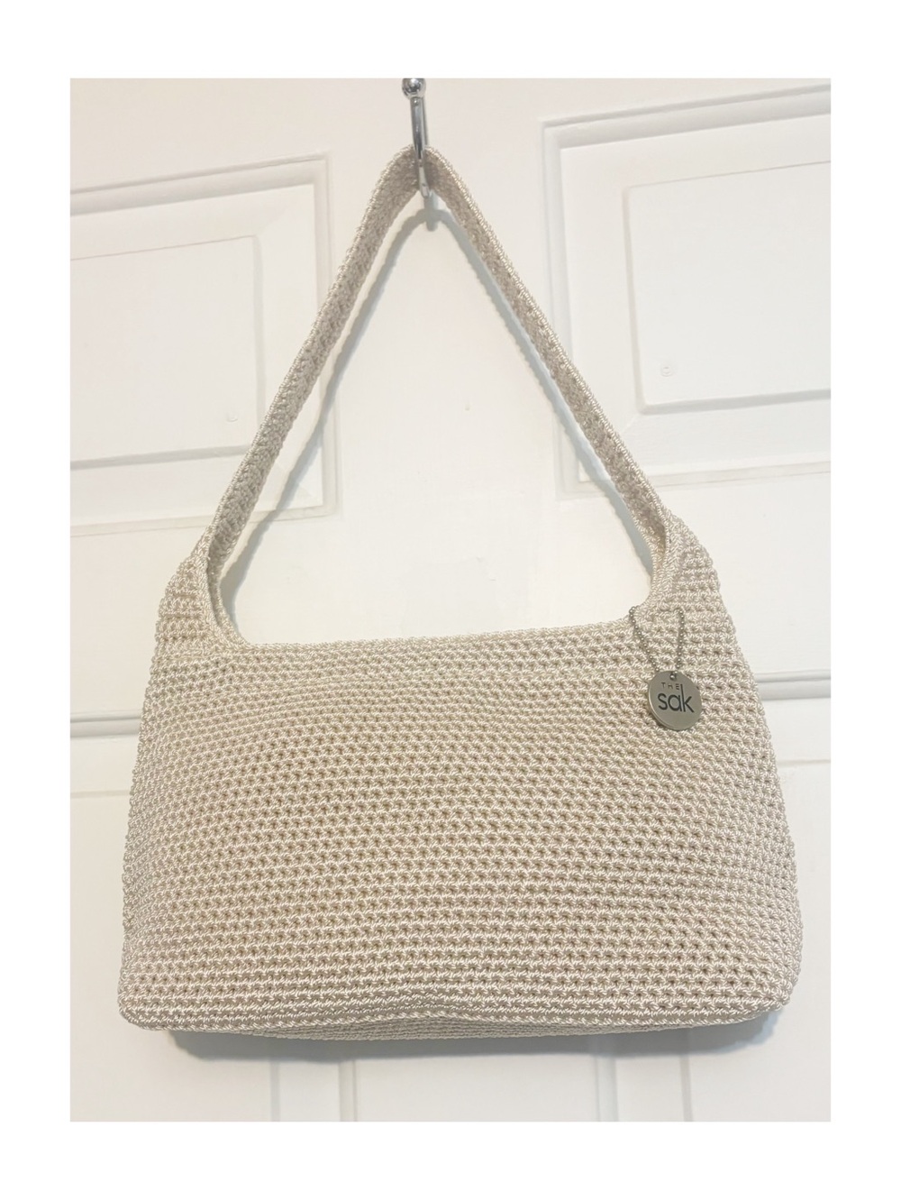 The Sak Boho Crochet Cream Shoulder Strap Purse Bag, Great Condition